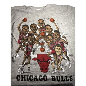 Rare New Vintage 90'sChicago Bulls Slam Dunk Illinois Lottery Caricature Adult S